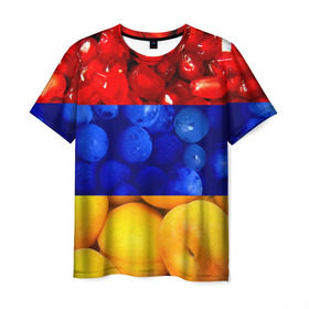 Мужская футболка 3D с принтом Флаг Армении в Курске, 100% полиэфир | прямой крой, круглый вырез горловины, длина до линии бедер | армения | гранат | персик | слива | страны | флаг армении | фрукты