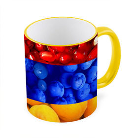 Кружка 3D с принтом Флаг Армении в Курске, керамика | ёмкость 330 мл | Тематика изображения на принте: армения | гранат | персик | слива | страны | флаг армении | фрукты