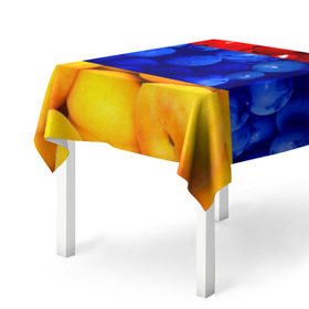Скатерть 3D с принтом Флаг Армении в Курске, 100% полиэстер (ткань не мнется и не растягивается) | Размер: 150*150 см | Тематика изображения на принте: армения | гранат | персик | слива | страны | флаг армении | фрукты