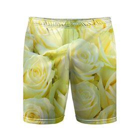 Мужские шорты 3D спортивные с принтом Белые розы в Курске,  |  | Тематика изображения на принте: лепесток | природа | роза | цветок | яркая