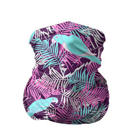 Бандана-труба 3D с принтом Summer paradise в Курске, 100% полиэстер, ткань с особыми свойствами — Activecool | плотность 150‒180 г/м2; хорошо тянется, но сохраняет форму | паттерн | попугаи | разноцветный | тропики | цветы | яркий