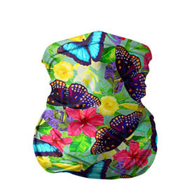 Бандана-труба 3D с принтом Summer Butterflies в Курске, 100% полиэстер, ткань с особыми свойствами — Activecool | плотность 150‒180 г/м2; хорошо тянется, но сохраняет форму | бабочки | лето | пестрый | разноцветный