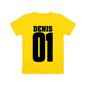 Детская футболка хлопок с принтом Денис 01 в Курске, 100% хлопок | круглый вырез горловины, полуприлегающий силуэт, длина до линии бедер | 01 | denis | денис | на спине | номер | цифры