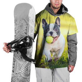 Накидка на куртку 3D с принтом Бульдог в Курске, 100% полиэстер |  | бульдог | лето | мячик | радость | собака | солнце