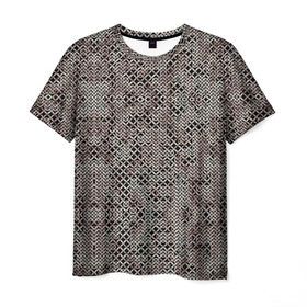 Мужская футболка 3D с принтом Кольчуга в Курске, 100% полиэфир | прямой крой, круглый вырез горловины, длина до линии бедер | броня | железо | металл | текстура