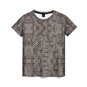 Женская футболка 3D с принтом Кольчуга в Курске, 100% полиэфир ( синтетическое хлопкоподобное полотно) | прямой крой, круглый вырез горловины, длина до линии бедер | броня | железо | металл | текстура