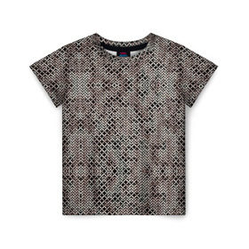 Детская футболка 3D с принтом Кольчуга в Курске, 100% гипоаллергенный полиэфир | прямой крой, круглый вырез горловины, длина до линии бедер, чуть спущенное плечо, ткань немного тянется | броня | железо | металл | текстура