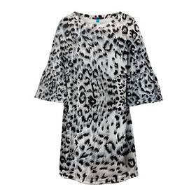 Детское платье 3D с принтом White Jaguar в Курске, 100% полиэстер | прямой силуэт, чуть расширенный к низу. Круглая горловина, на рукавах — воланы | барс | леопард | ягуар
