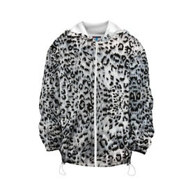 Детская куртка 3D с принтом White Jaguar в Курске, 100% полиэстер | застежка — молния, подол и капюшон оформлены резинкой с фиксаторами, по бокам — два кармана без застежек, один потайной карман на груди, плотность верхнего слоя — 90 г/м2; плотность флисового подклада — 260 г/м2 | барс | леопард | ягуар