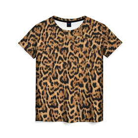Женская футболка 3D с принтом Jaguar в Курске, 100% полиэфир ( синтетическое хлопкоподобное полотно) | прямой крой, круглый вырез горловины, длина до линии бедер | оцелот | пума | текстура | ягуар