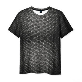 Мужская футболка 3D с принтом Черная кожа в Курске, 100% полиэфир | прямой крой, круглый вырез горловины, длина до линии бедер | змея | текстура