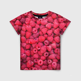 Детская футболка 3D с принтом Малинки в Курске, 100% гипоаллергенный полиэфир | прямой крой, круглый вырез горловины, длина до линии бедер, чуть спущенное плечо, ткань немного тянется | raspberry | летняя | ягодн