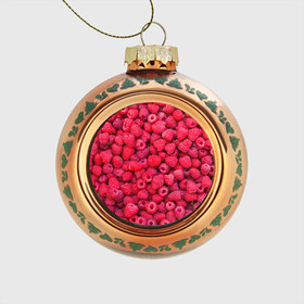 Стеклянный ёлочный шар с принтом Малинки в Курске, Стекло | Диаметр: 80 мм | raspberry | летняя | ягодн