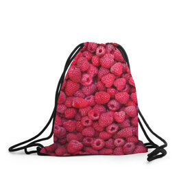 Рюкзак-мешок 3D с принтом Малинки в Курске, 100% полиэстер | плотность ткани — 200 г/м2, размер — 35 х 45 см; лямки — толстые шнурки, застежка на шнуровке, без карманов и подкладки | Тематика изображения на принте: raspberry | летняя | ягодн