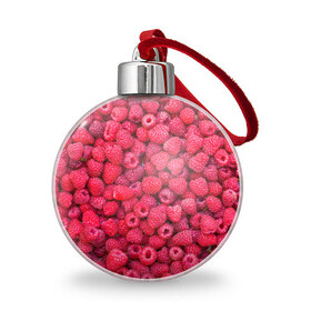 Ёлочный шар с принтом Малинки в Курске, Пластик | Диаметр: 77 мм | raspberry | летняя | ягодн