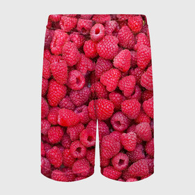 Детские спортивные шорты 3D с принтом Малинки в Курске,  100% полиэстер
 | пояс оформлен широкой мягкой резинкой, ткань тянется
 | raspberry | летняя | ягодн