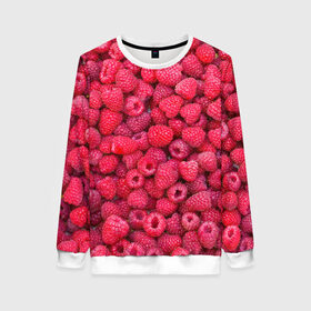 Женский свитшот 3D с принтом Малинки в Курске, 100% полиэстер с мягким внутренним слоем | круглый вырез горловины, мягкая резинка на манжетах и поясе, свободная посадка по фигуре | raspberry | летняя | ягодн