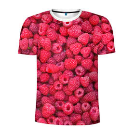 Мужская футболка 3D спортивная с принтом Малинки в Курске, 100% полиэстер с улучшенными характеристиками | приталенный силуэт, круглая горловина, широкие плечи, сужается к линии бедра | raspberry | летняя | ягодн