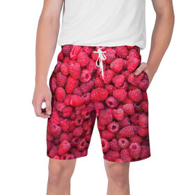 Мужские шорты 3D с принтом Малинки в Курске,  полиэстер 100% | прямой крой, два кармана без застежек по бокам. Мягкая трикотажная резинка на поясе, внутри которой широкие завязки. Длина чуть выше колен | raspberry | летняя | ягодн