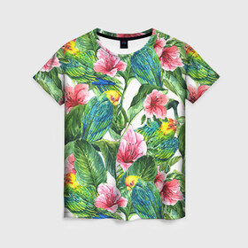 Женская футболка 3D с принтом Джунгли в Курске, 100% полиэфир ( синтетическое хлопкоподобное полотно) | прямой крой, круглый вырез горловины, длина до линии бедер | flower | summer | swag | trend | лето | популярное | сваг | свег | тренд | хит | цветочки | цветы