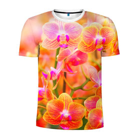 Мужская футболка 3D спортивная с принтом Орхирея в Курске, 100% полиэстер с улучшенными характеристиками | приталенный силуэт, круглая горловина, широкие плечи, сужается к линии бедра | Тематика изображения на принте: красивая | орхидея | природа | цветы | яркая