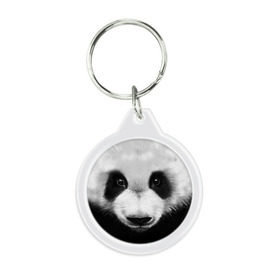 Брелок круглый с принтом Морда панды в Курске, пластик и полированная сталь | круглая форма, металлическое крепление в виде кольца | 