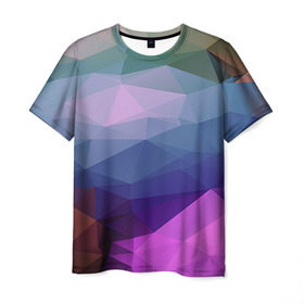 Мужская футболка 3D с принтом Многогранник в Курске, 100% полиэфир | прямой крой, круглый вырез горловины, длина до линии бедер | Тематика изображения на принте: полигоны | треугольники | цветные