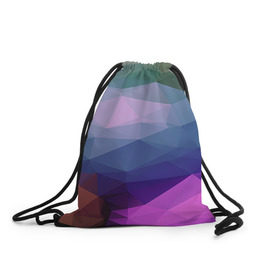 Рюкзак-мешок 3D с принтом Многогранник в Курске, 100% полиэстер | плотность ткани — 200 г/м2, размер — 35 х 45 см; лямки — толстые шнурки, застежка на шнуровке, без карманов и подкладки | полигоны | треугольники | цветные