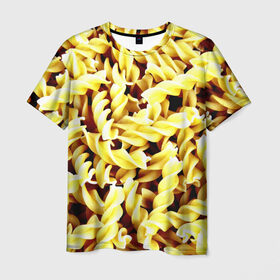 Мужская футболка 3D с принтом Макароны в Курске, 100% полиэфир | прямой крой, круглый вырез горловины, длина до линии бедер | Тематика изображения на принте: еда | макароны | паста | хлебные