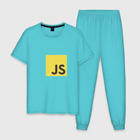 Мужская пижама хлопок с принтом JS return true, в Курске, 100% хлопок | брюки и футболка прямого кроя, без карманов, на брюках мягкая резинка на поясе и по низу штанин
 | Тематика изображения на принте: javascript | js | программист