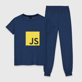 Женская пижама хлопок с принтом JS return true (black) в Курске, 100% хлопок | брюки и футболка прямого кроя, без карманов, на брюках мягкая резинка на поясе и по низу штанин | javascript | js | программист