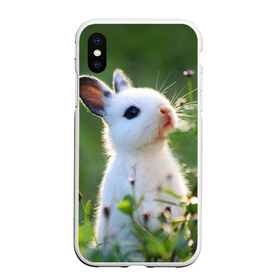 Чехол для iPhone XS Max матовый с принтом Кролик в Курске, Силикон | Область печати: задняя сторона чехла, без боковых панелей | animal | baby | cute | flowers | fluffy | hare | lawn | little | meadow | rabbit | животное | заяц | кролик | луг | лужайка | маленький | малыш | милый | пушистый | цветы