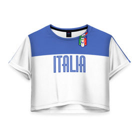 Женская футболка 3D укороченная с принтом Сборная Италии по футболу в Курске, 100% полиэстер | круглая горловина, длина футболки до линии талии, рукава с отворотами | европы | италия