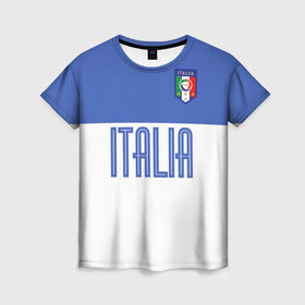 Женская футболка 3D с принтом Сборная Италии по футболу в Курске, 100% полиэфир ( синтетическое хлопкоподобное полотно) | прямой крой, круглый вырез горловины, длина до линии бедер | европы | италия