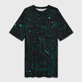 Платье-футболка 3D с принтом Hi Tech в Курске,  |  | микросхема | чертеж