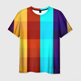 Мужская футболка 3D с принтом Цветные кубики в Курске, 100% полиэфир | прямой крой, круглый вырез горловины, длина до линии бедер | квадраты | плитка | разноцветные