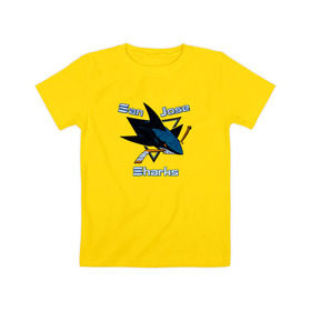 Детская футболка хлопок с принтом San Jose Sharks hockey в Курске, 100% хлопок | круглый вырез горловины, полуприлегающий силуэт, длина до линии бедер | nhl | san jose sharks | спорт | хоккей
