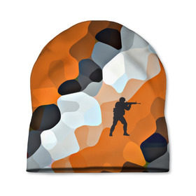 Шапка 3D с принтом CS GO Asiimov camouflage в Курске, 100% полиэстер | универсальный размер, печать по всей поверхности изделия | counter strike | камуфляж