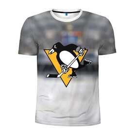 Мужская футболка 3D спортивная с принтом Pittsburg Penguins в Курске, 100% полиэстер с улучшенными характеристиками | приталенный силуэт, круглая горловина, широкие плечи, сужается к линии бедра | питтсбург | хоккей
