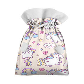 Подарочный 3D мешок с принтом Радужные Единорожки в Курске, 100% полиэстер | Размер: 29*39 см | unicorn | белый | единорог | лошадь | облако | радуга | розовый | сердце | улыбка | фиолетовый | цвет