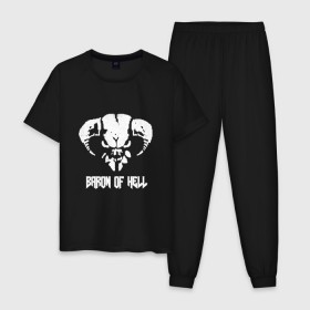 Мужская пижама хлопок с принтом Doom 4 Head Baron Of Hell в Курске, 100% хлопок | брюки и футболка прямого кроя, без карманов, на брюках мягкая резинка на поясе и по низу штанин
 | demon | hell | дум