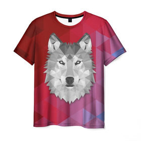 Мужская футболка 3D с принтом Полигональный волк в Курске, 100% полиэфир | прямой крой, круглый вырез горловины, длина до линии бедер | волк | полигоны