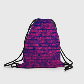 Рюкзак-мешок 3D с принтом Bricks в Курске, 100% полиэстер | плотность ткани — 200 г/м2, размер — 35 х 45 см; лямки — толстые шнурки, застежка на шнуровке, без карманов и подкладки | Тематика изображения на принте: кирпич | лиловый | стена