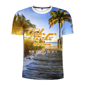 Мужская футболка 3D спортивная с принтом Океан в Курске, 100% полиэстер с улучшенными характеристиками | приталенный силуэт, круглая горловина, широкие плечи, сужается к линии бедра | sea | вода | волны | лето | любовь | море | океан | солнце | якорь