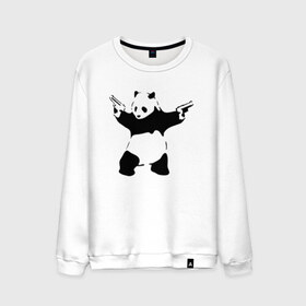 Мужской свитшот хлопок с принтом Panda & Guns в Курске, 100% хлопок |  | panda | крутой | оружие | панда | пистолет | револьвер | рисунок