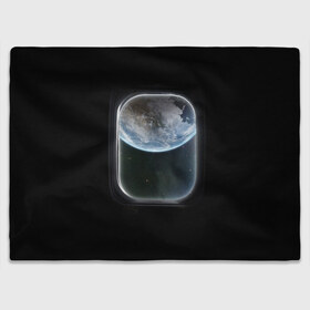 Плед 3D с принтом Земля в иллюминаторе в Курске, 100% полиэстер | закругленные углы, все края обработаны. Ткань не мнется и не растягивается | земля | космический корабль | космос | планета