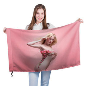 Флаг 3D с принтом Сюрреализм в Курске, 100% полиэстер | плотность ткани — 95 г/м2, размер — 67 х 109 см. Принт наносится с одной стороны | blonde | flowers | girl | lace | naked | nude | photo | surrealism | блондинка | девушка | сюрреализм | фото | цветы | шнуровка