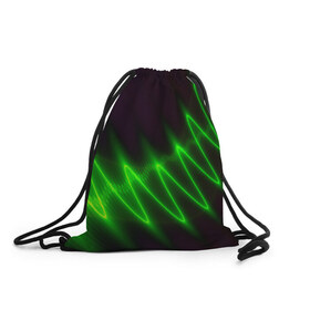 Рюкзак-мешок 3D с принтом Молния в Курске, 100% полиэстер | плотность ткани — 200 г/м2, размер — 35 х 45 см; лямки — толстые шнурки, застежка на шнуровке, без карманов и подкладки | волна | зеленый | темный