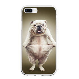 Чехол для iPhone 7Plus/8 Plus матовый с принтом Бульдог английский в Курске, Силикон | Область печати: задняя сторона чехла, без боковых панелей | animals | breed | dog | english bulldog | funny | joke | pants | surrealism | бульдог английский | животное | порода | прикол | собака | сюрреализм | шутка
