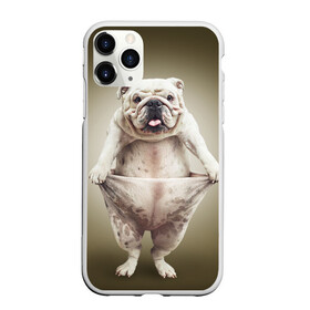 Чехол для iPhone 11 Pro матовый с принтом Бульдог английский в Курске, Силикон |  | animals | breed | dog | english bulldog | funny | joke | pants | surrealism | бульдог английский | животное | порода | прикол | собака | сюрреализм | шутка